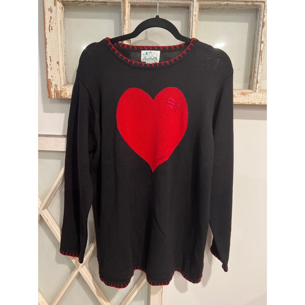 The Quacker Factory size medium black sweater with hearts